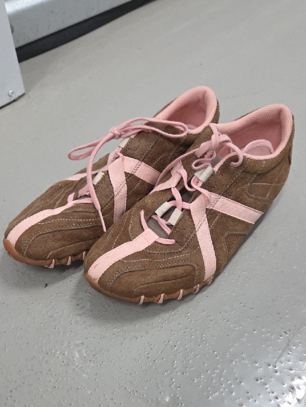 Diesel Brown Suede Sneakers with Pink Trim